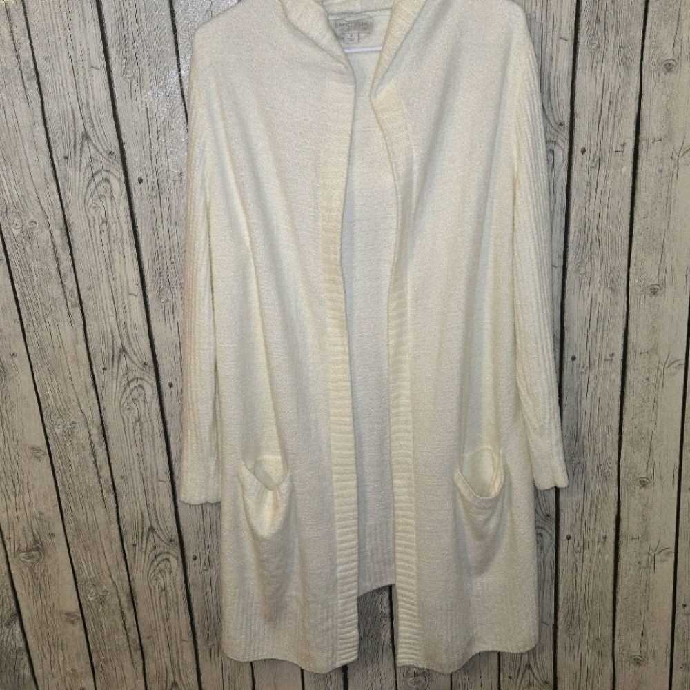 Barefoot dreams cozychic lite sherpa hooded cardigan sweater SIZE MED